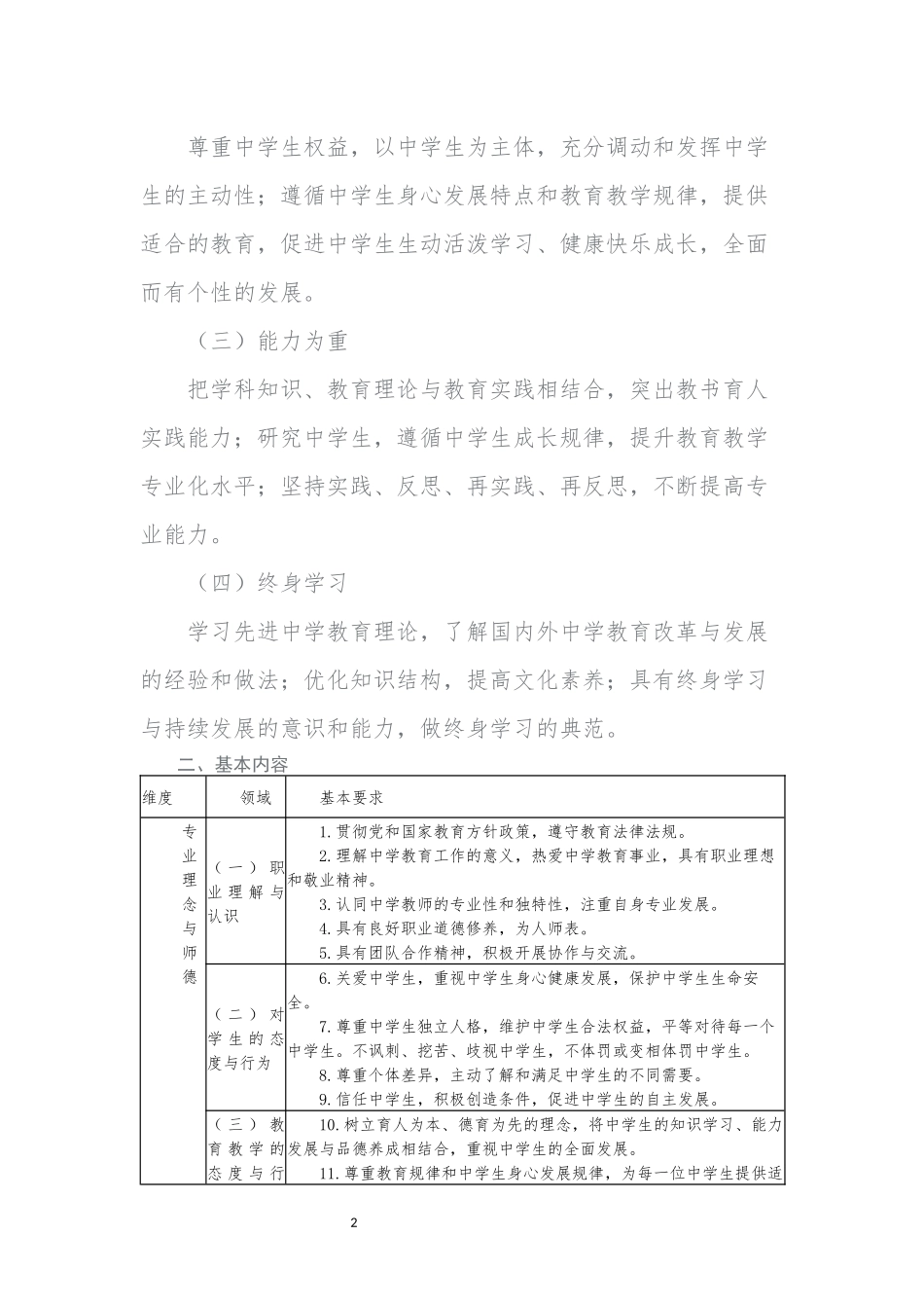 中学教师专业标准(试行)_第2页