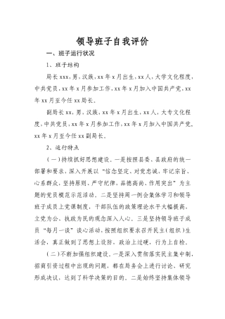 领导班子自我评价