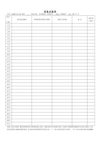 涂装设备维护保养计划及记录