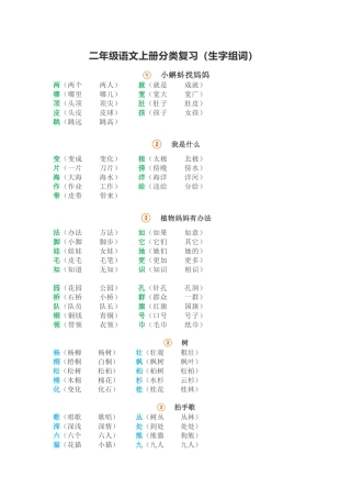 二年级语文上册生字组词