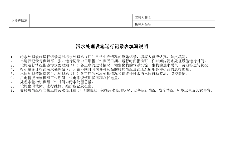 污水处理设施运行记录表_第3页