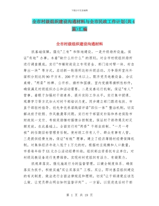 全市村级组织建设交流材料与全市民政工作计划汇编