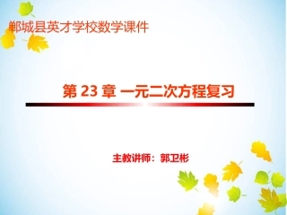 华师版一元二次方程复习课
