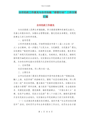 全市民政工作意见与全市治超“春雷行动”工作方案汇编