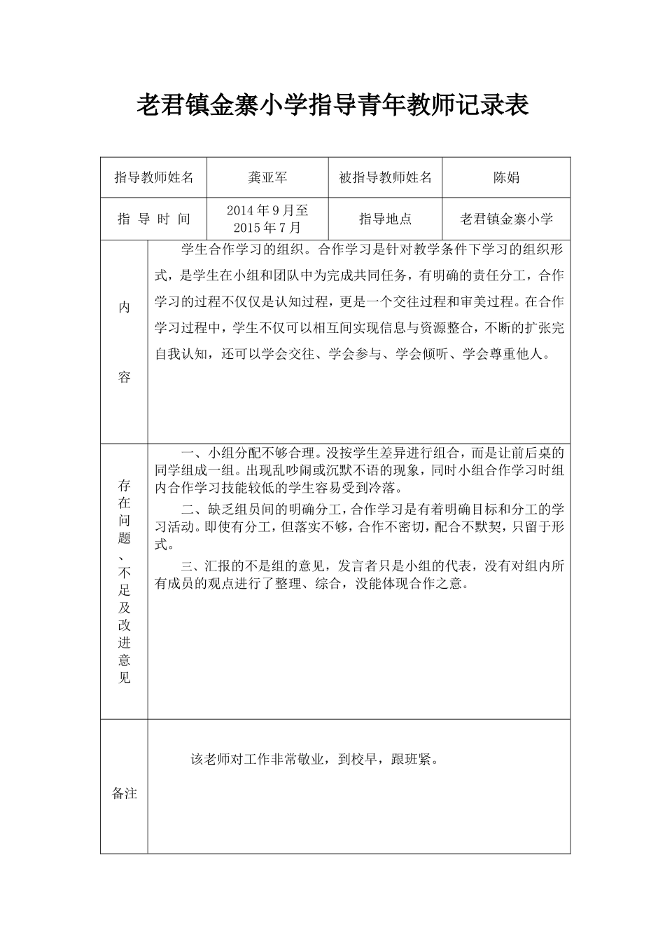 指导青年教师记录表_第2页