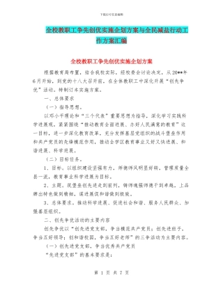 全校教职工争先创优实施企划方案与全民减盐行动工作方案汇编