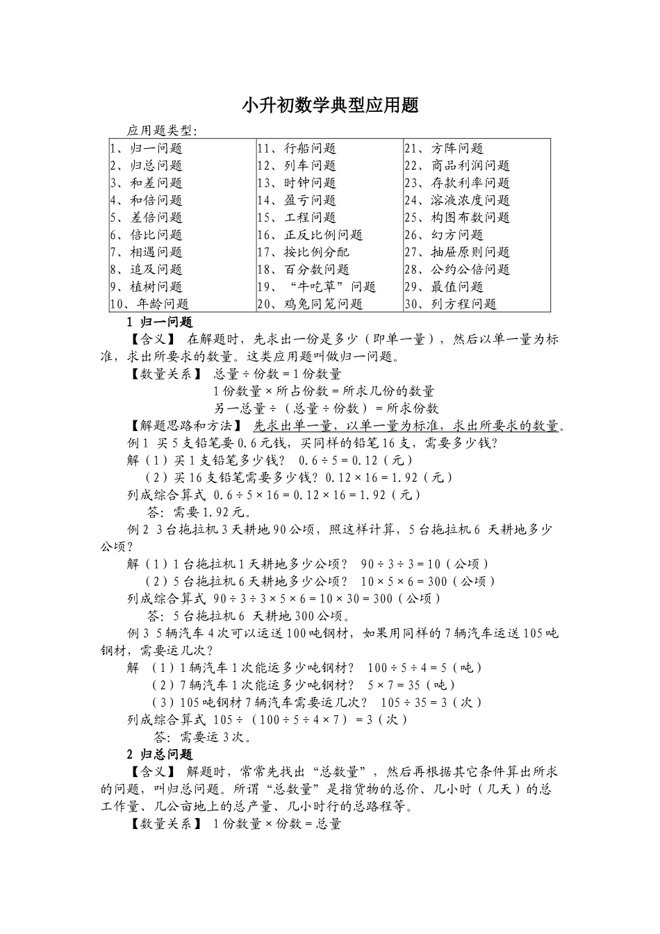 小升初数学典型应用题(可用)_第1页