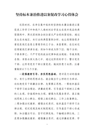 坚持标本兼治以案促改心得体会-