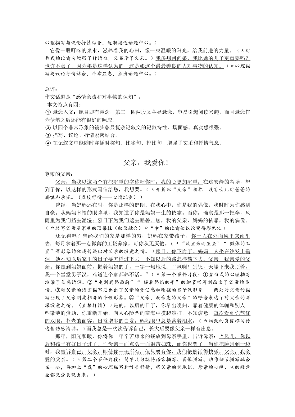 高中高一记叙文带批注评语_第3页