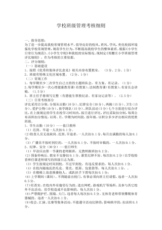 小学班级管理考核细则