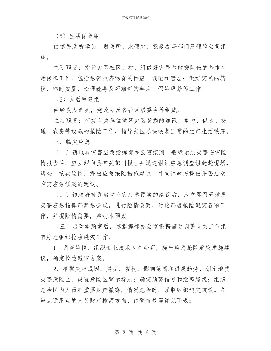 全镇地质灾害应急预案与全镇村小组成立教育基金会实施方案汇编_第3页
