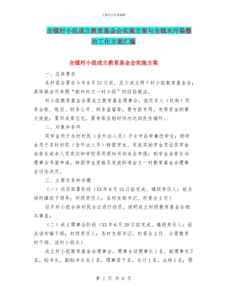 全镇村小组成立教育基金会实施方案与全镇水污染整治工作方案汇编