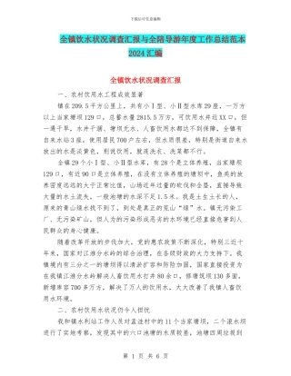 全镇饮水状况调查汇报与全陪导游年度工作总结范本2024汇编