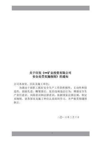 煤矿安全处罚实施细则2016版