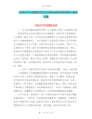 全面从严治党整改总结与全面加强党的执政能力建设汇编