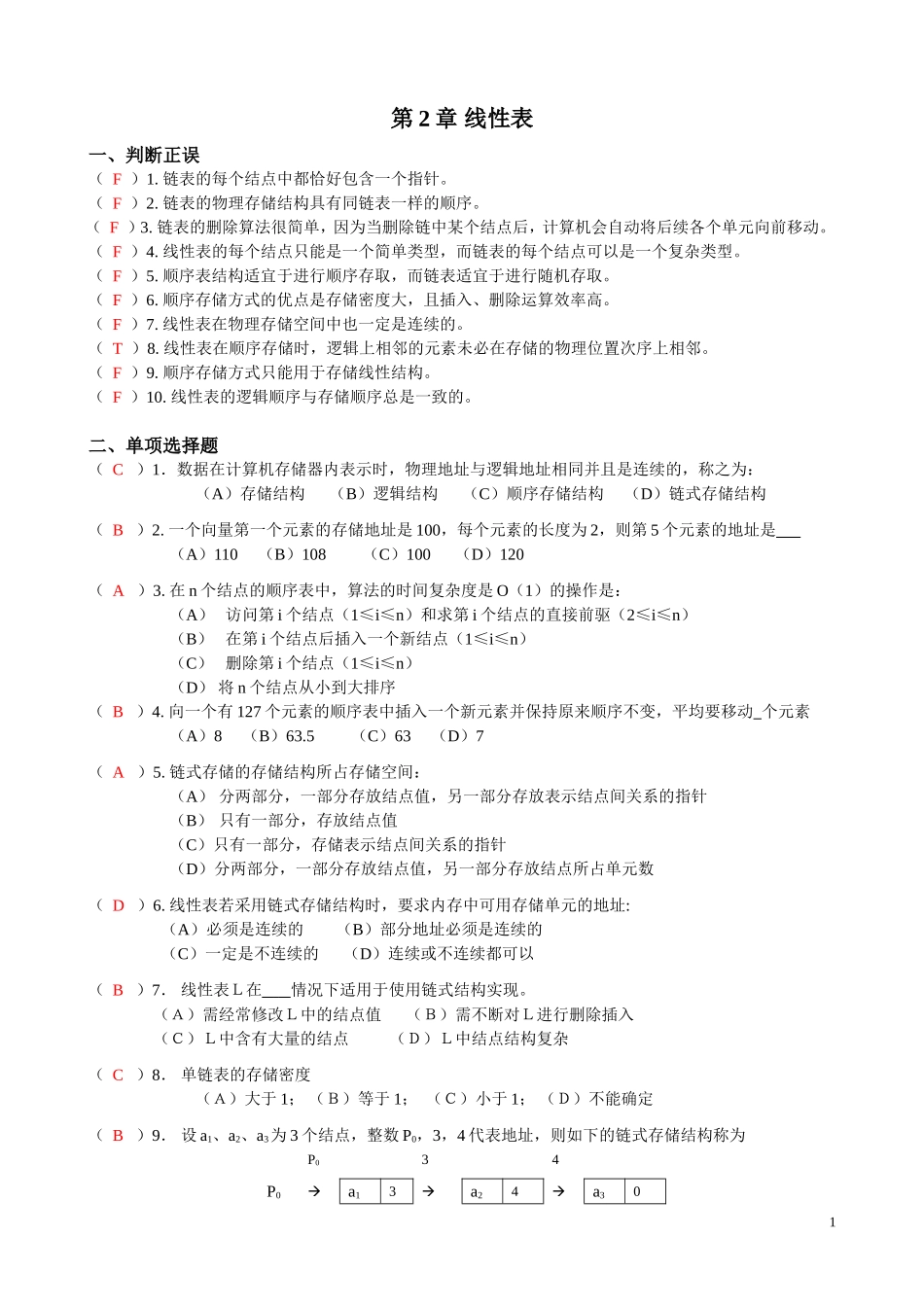 数据结构 第2章 线性表_第1页