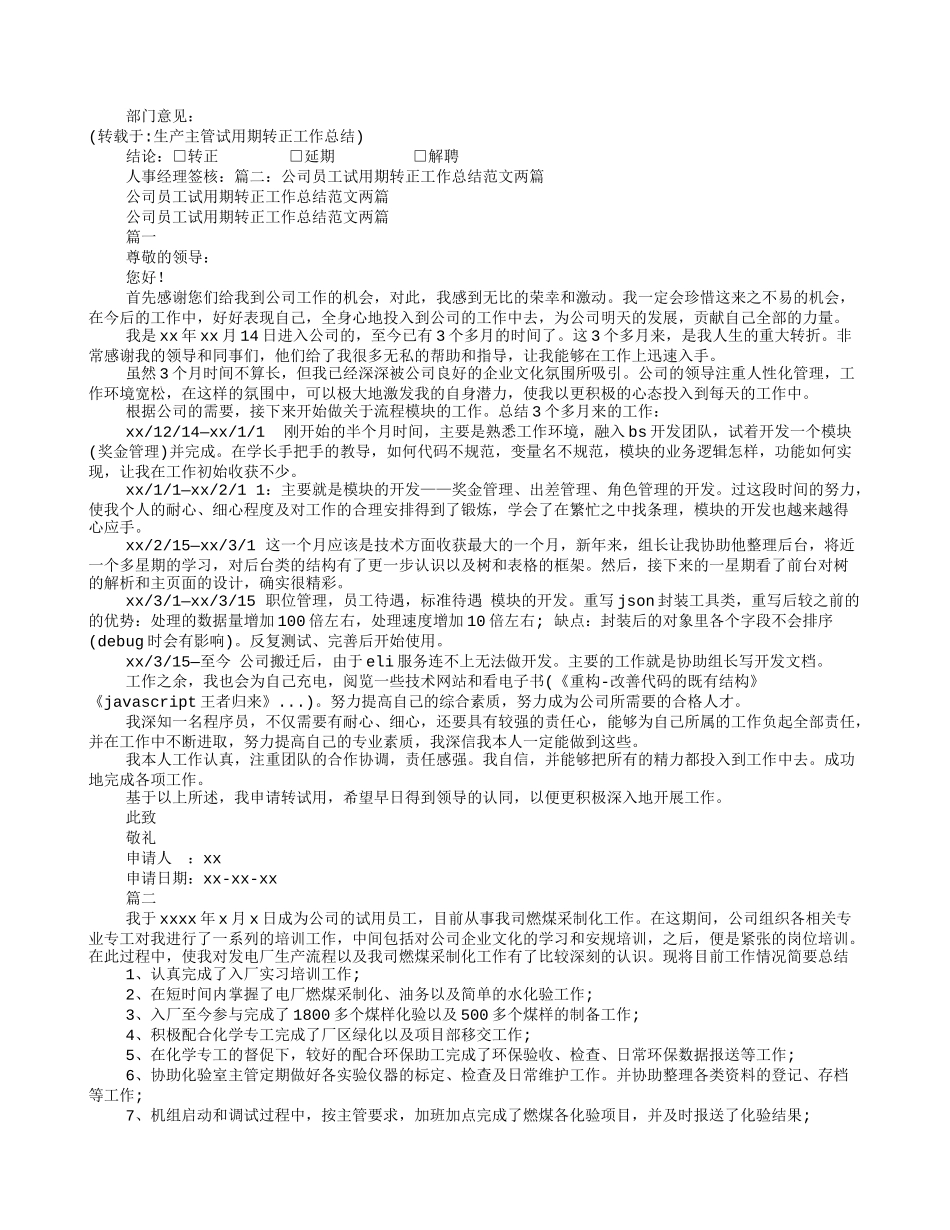 生产主管试用期转正工作总结_第2页