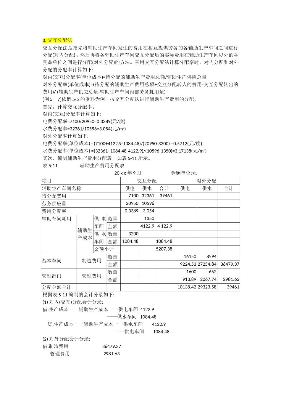 辅助生产费用的分配(5种分配方法 例题)_第3页