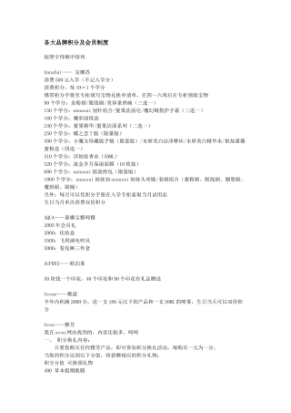 各大品牌积分及会员制度