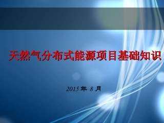 天然气分布式能源项目基础知识