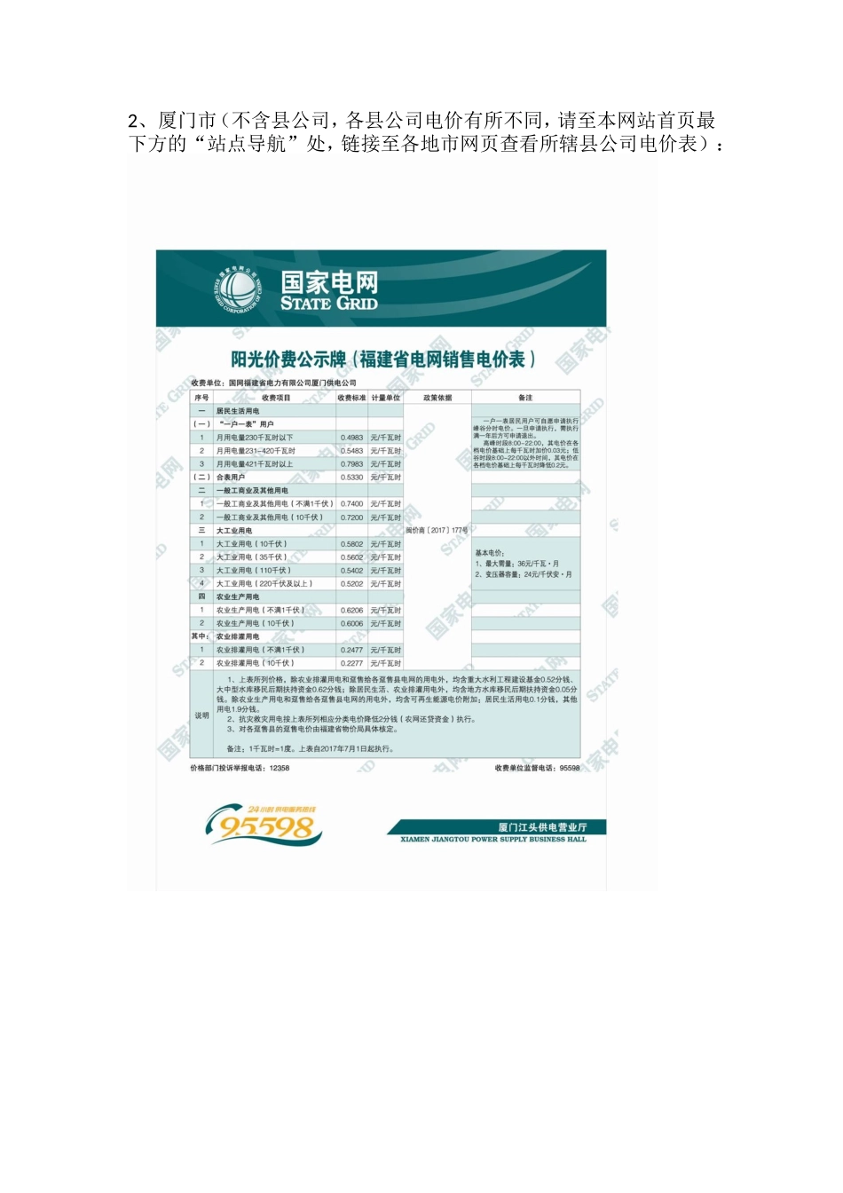 国网福建省电力有限公司执行的电价与收费标准_第2页