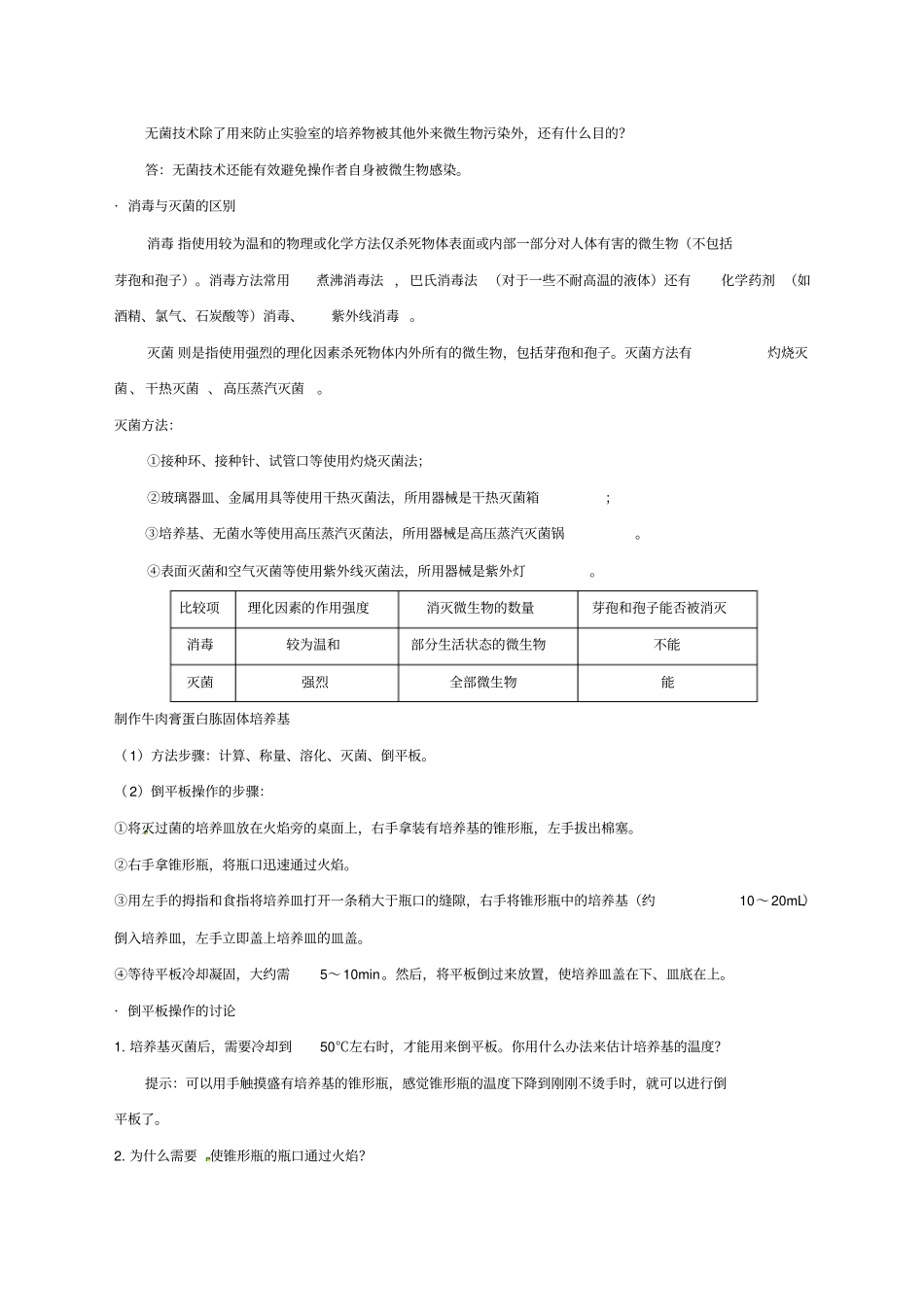 人教版高级高中生物选修一专题二微生物的培养与应用知识点归纳_第2页