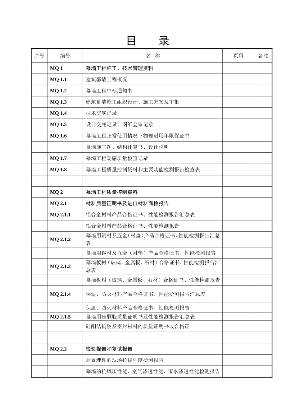 幕墙工程竣工资料(全套)_第1页