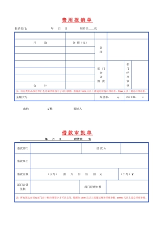 各费用报销单表格