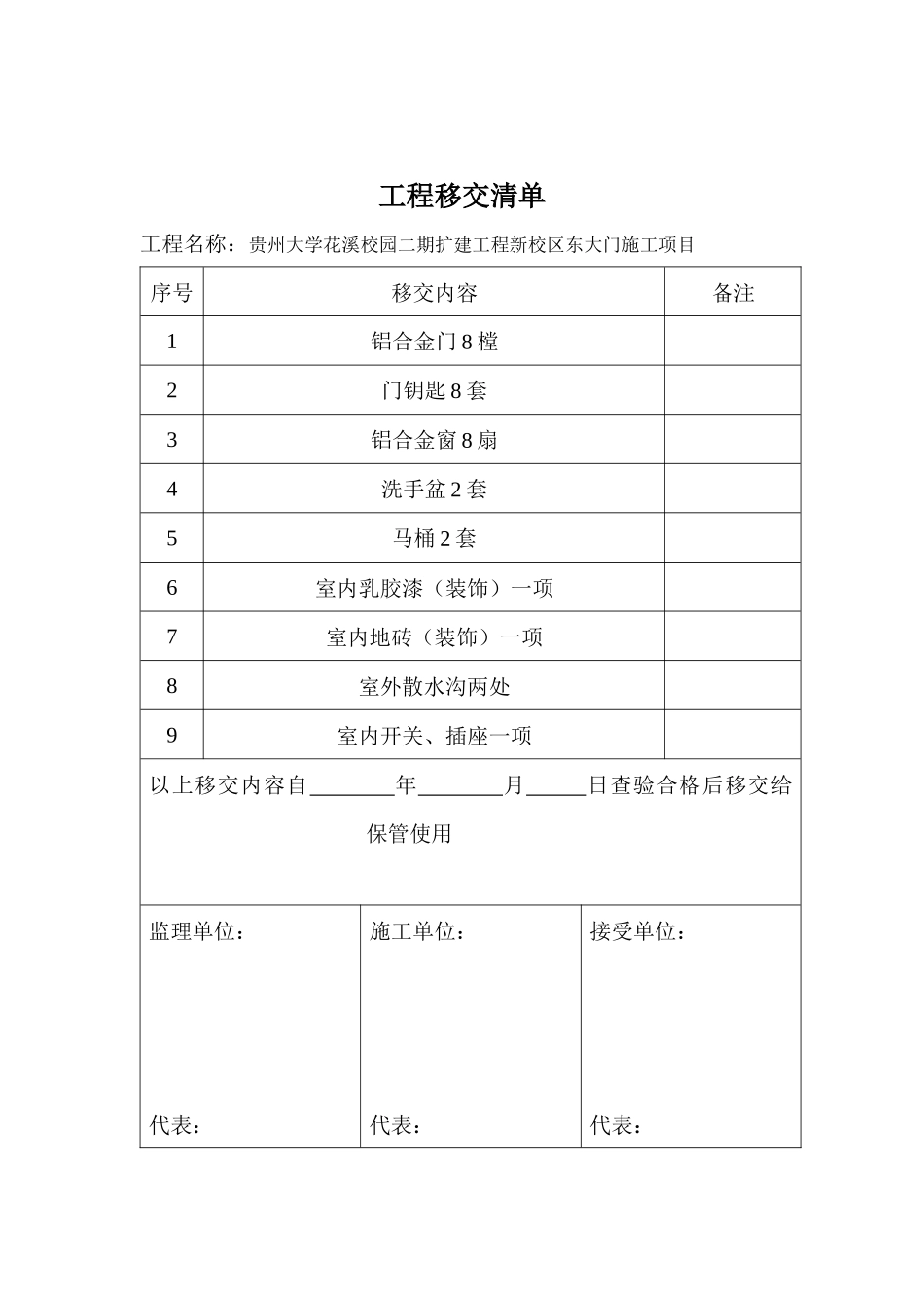 工程竣工移交证书及移交清单_第2页
