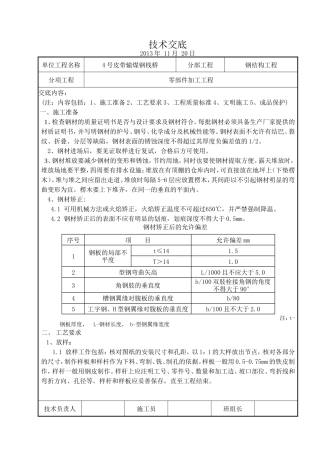 钢结构零部件加工技术交底