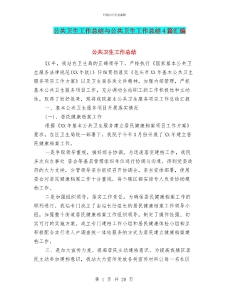 公共卫生工作总结与公共卫生工作总结4篇汇编