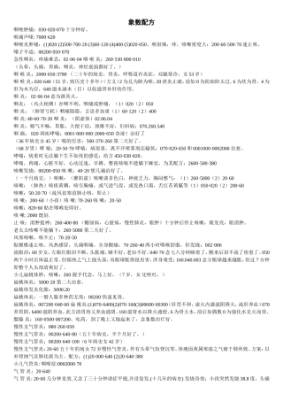 象数各种病症配方
