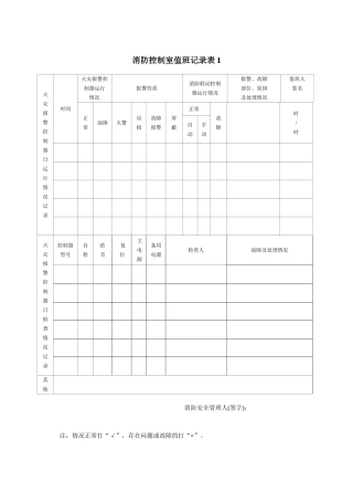 消防控制室值班记录表