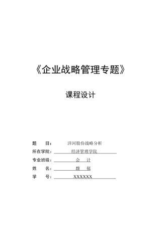 洋河股份战略分析