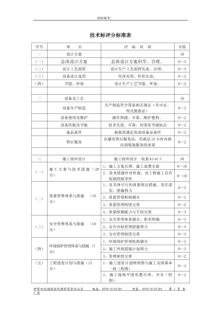 技术标评分标准表