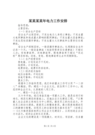 某某某某年电力工作安排 