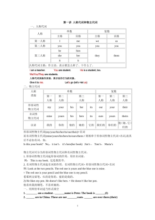 主格宾格、物主代词讲解及练习(最新)总结真好