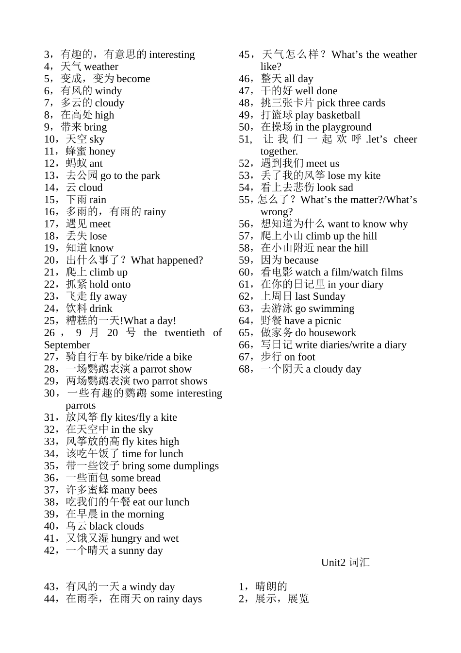 译林版六年级英语上册6a短语U1-2词组汇总_第3页