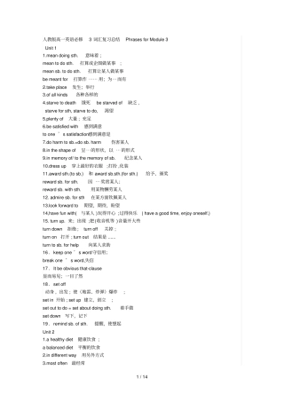 人教高一英语必修词汇复习总结PhrasesforModule