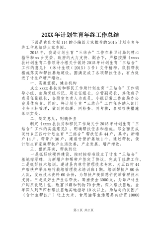 20XX年计划生育年终工作总结 