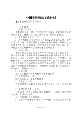分团委组织部工作计划 