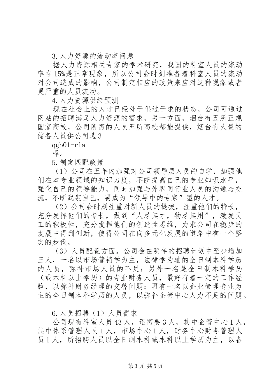 XX企业人力资源规划方案 _第3页