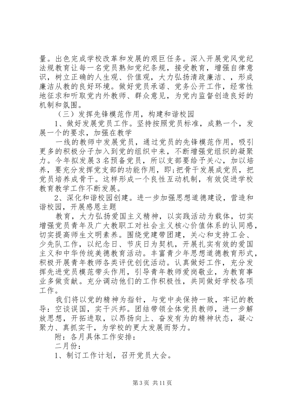 20XX年党支部年度工作计划 _第3页