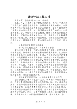 县统计局工作安排 