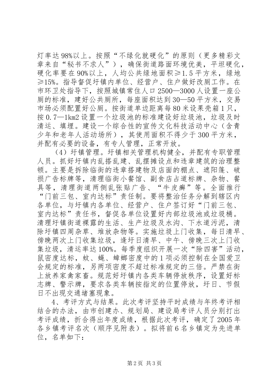 关于圩镇规划建设与管理考评情况报告 _第2页