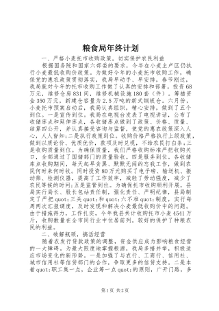 粮食局年终计划 