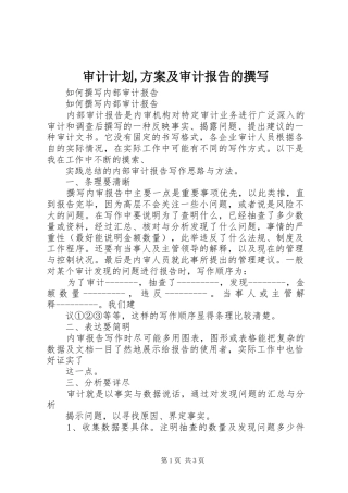 审计计划,方案及审计报告的撰写 