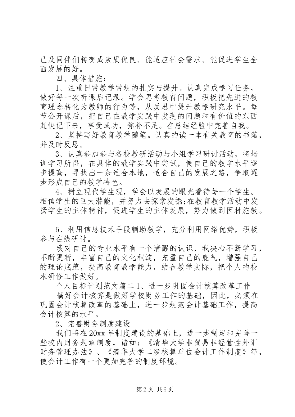 20XX年个人目标计划范文_第2页