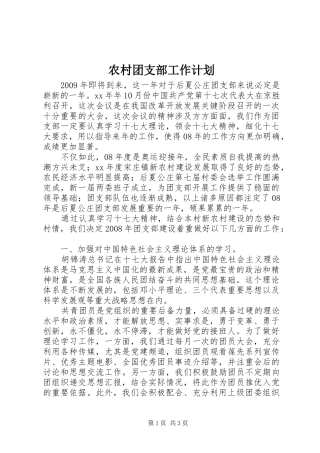 农村团支部工作计划 