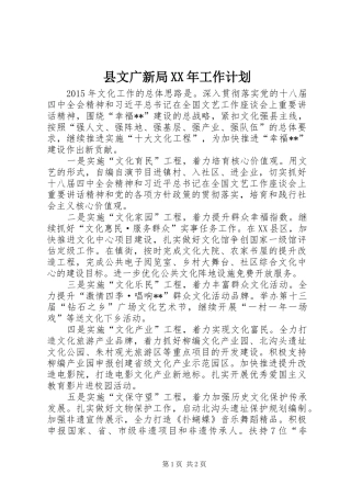 县文广新局XX年工作计划 